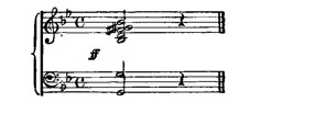 one bar of music in treble and bass clef