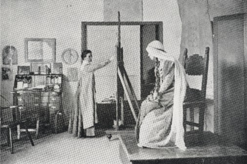 Photograph of Elizabeth Shippen Green at work
in her studio