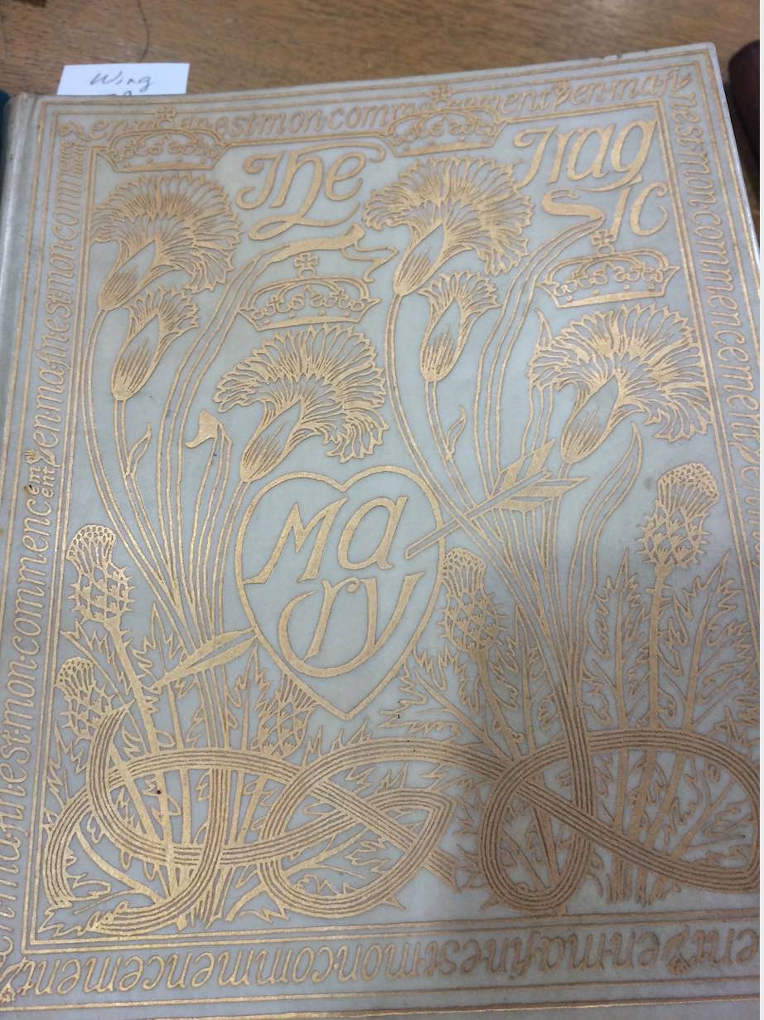 Cover from Michael Field’s The Tragic Mary The highly ornate cover of Michael Field’s The Tragic Mary, decorated with golden thistles