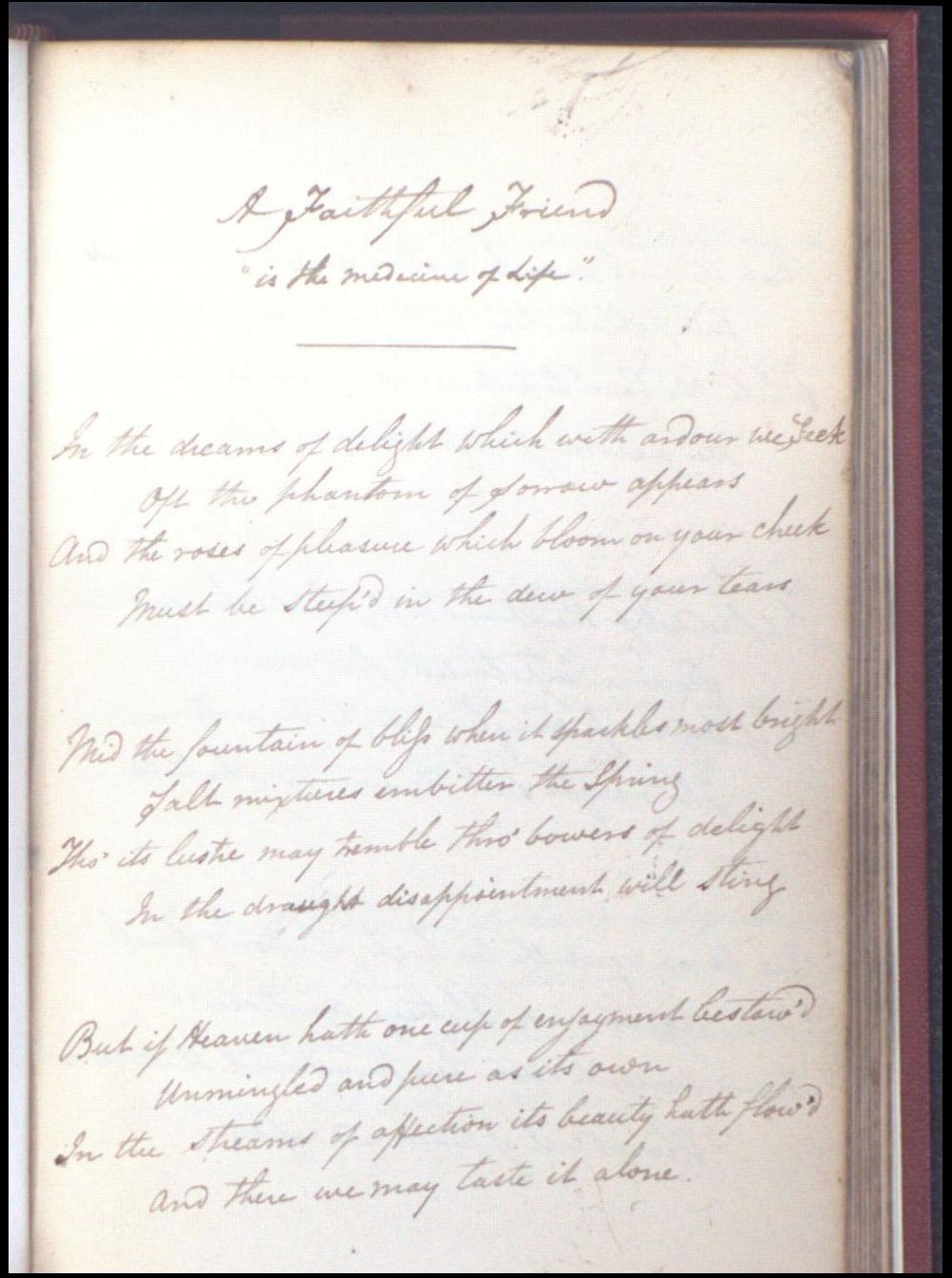 Fox Manuscript transcription of Tighe’s “A
Faithful Friend”.