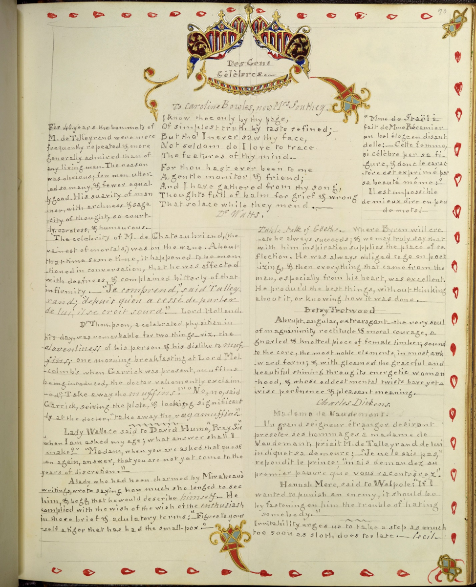 Page from the scrapbook of M. A. C., 1850